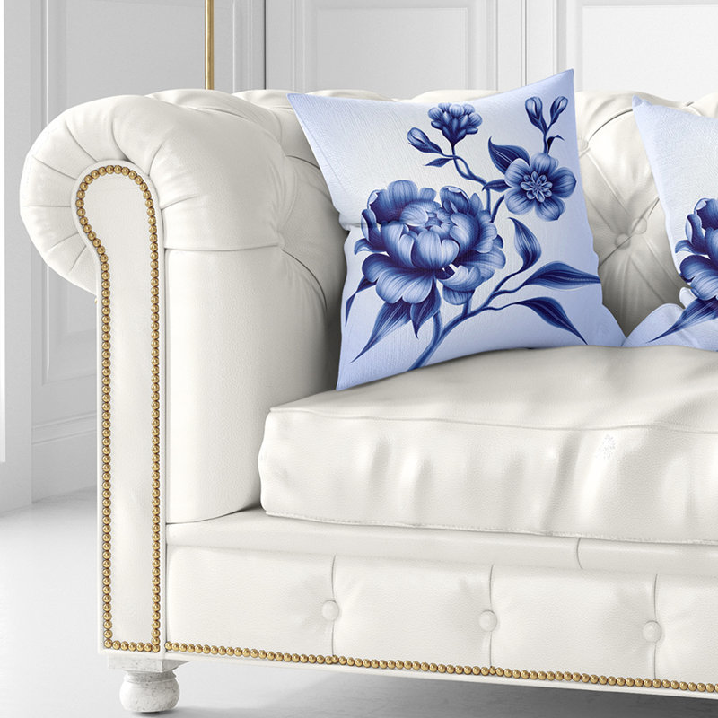 Coussin floral pivoine rose et sakura, 16 po x 1 po, Coussin décoratif