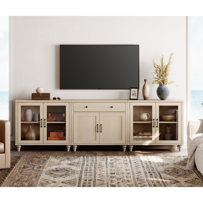 TV Stand For 100 Inch TV, 3-In-1 TV Console Table For 75/80/85/90 Inch TV, Entertainment Center With 6 Doors And A Drawer, Kitchen Sideboard Buffet Cabinet For Dining Room, Beige