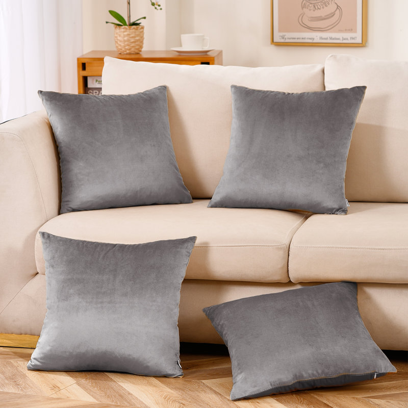 Housse de coussin Jakeryan, Gris foncé, 18 po x 18 po, Housse de coussin seulement - sans coussin