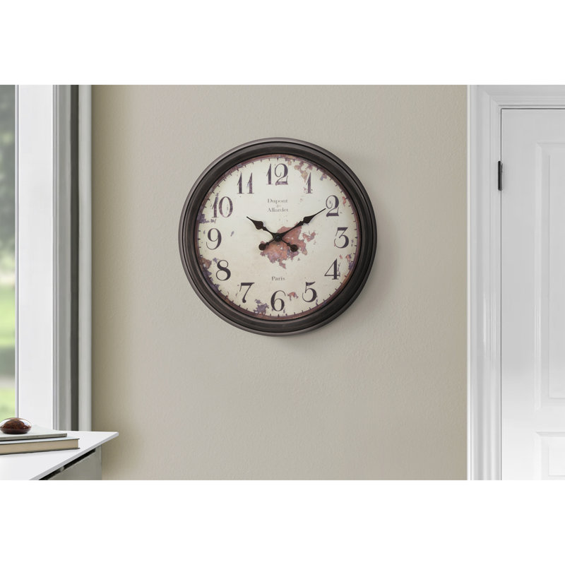 Clocks, 20" Round, Wall Clock, Brown, Transitional