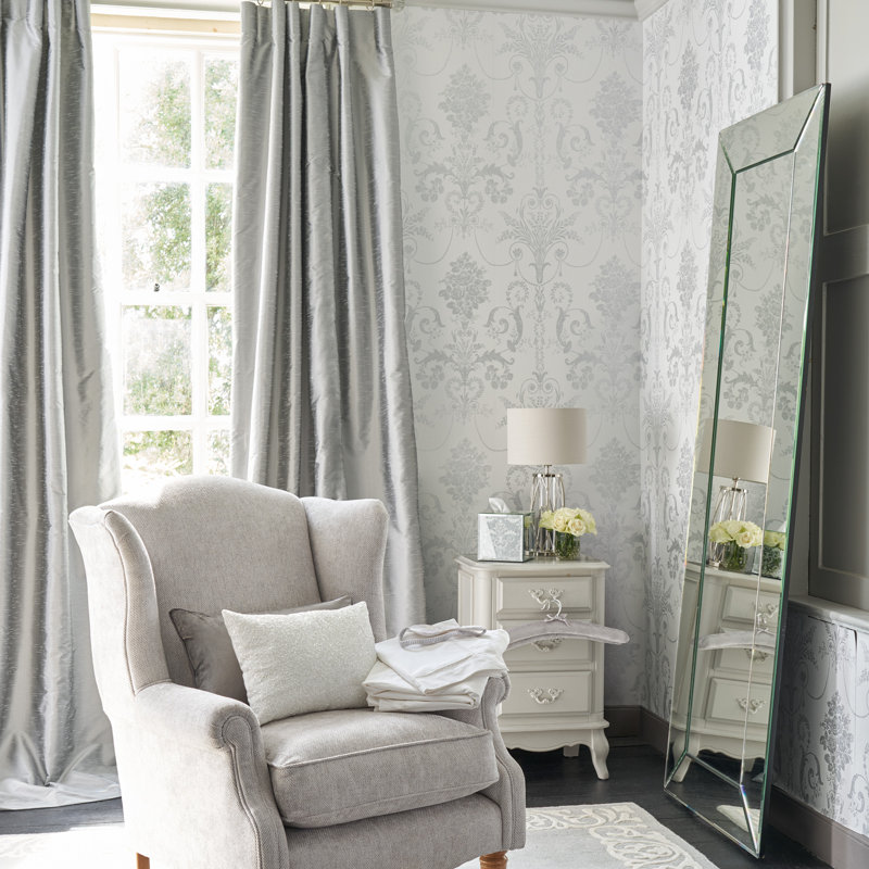Laura Ashley Josette Wallpaper Roll, Silver