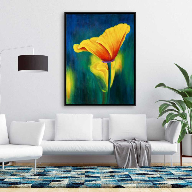  Contrast Flowers - Blue Office Framed Canvas Decor