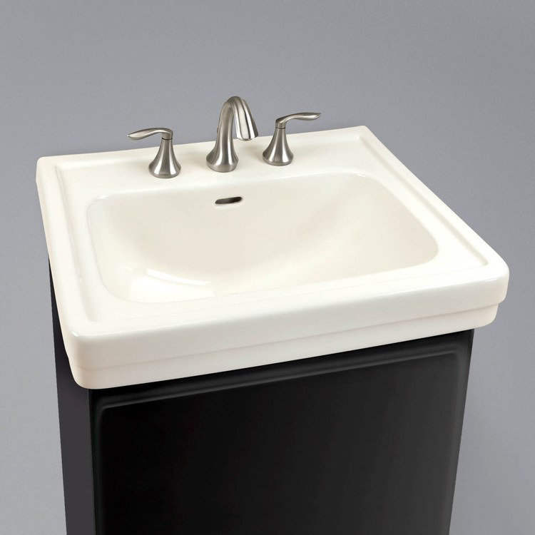 Promenade Vitreous China 24" Pedestal Bathroom Sink with Overflow, Sedona Beige, Single Hole