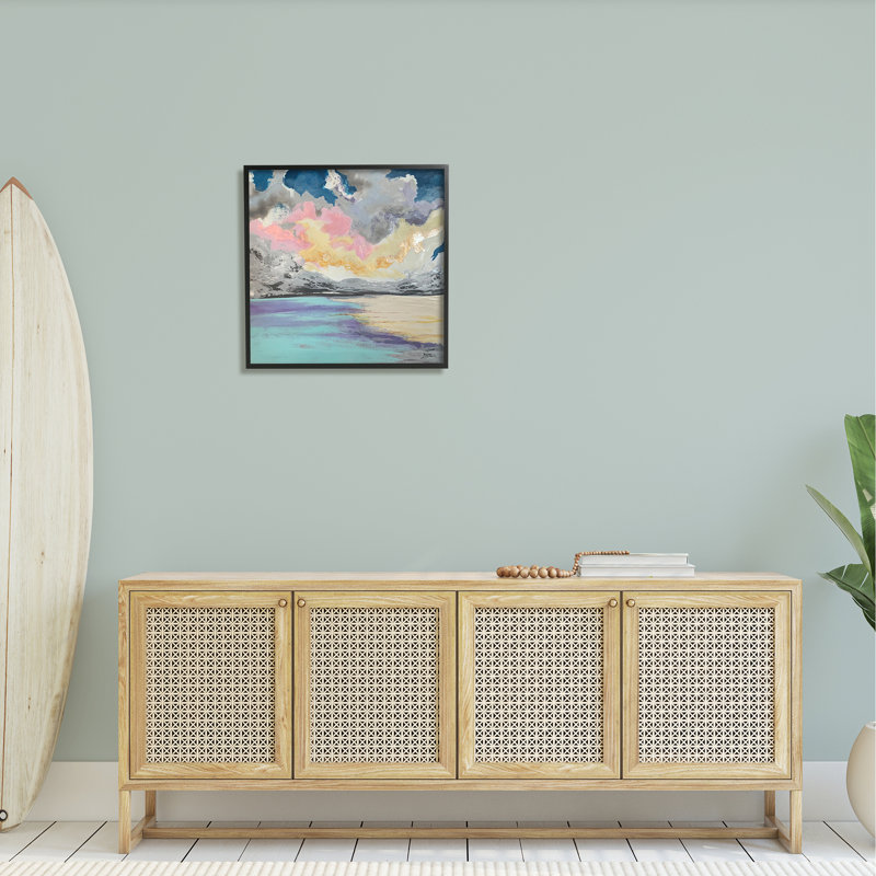 «Modern Sunrise Clouds Panoramic Ocean Surface View» par Stacy Gresell - cadre flottant, reproduction d'art sur bois