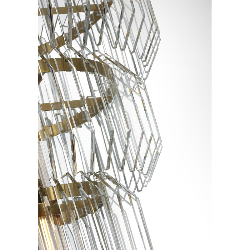 Waterford Killarney 19" Layered Entry Chandelier with Clear Crystal, Natural Brass