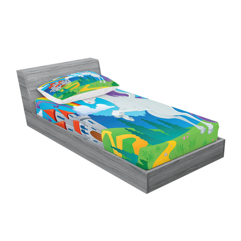 Multicolore drap-housse et coussin décoratif Ambesonne, Ensemble de draps pour lit simple + 5 pièces supp