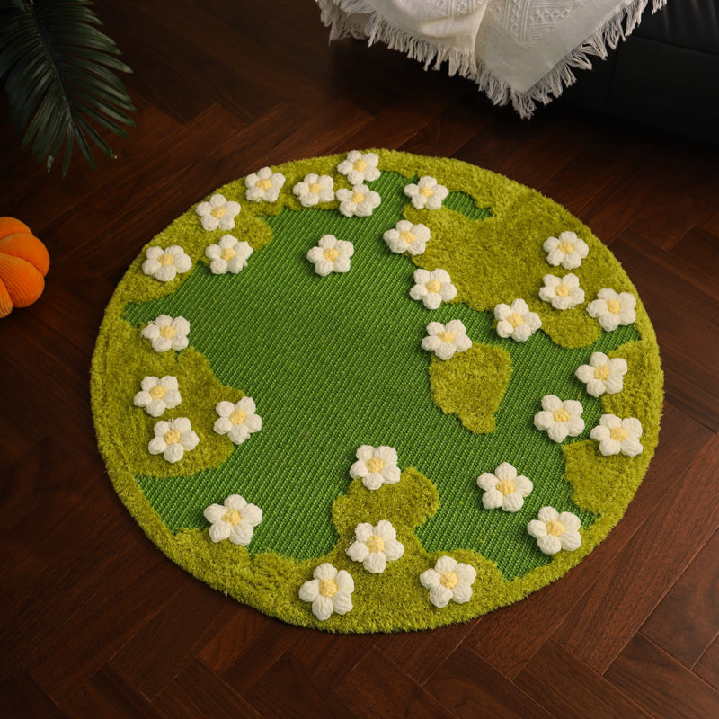 Fairela - Tapis floral pour chat en sisal - Tapis rond antidérapant pour animaux de compagnie et fleurs avec fleurs 3D