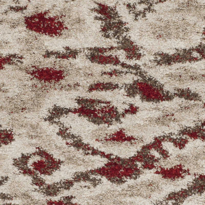 Tapis de zone ivoire/rouge Tibetan Shag, Rectangle 8 pi x 10 pi