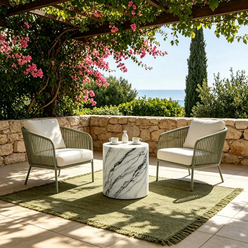 Veinedge Concrete Top End Table, White Marble