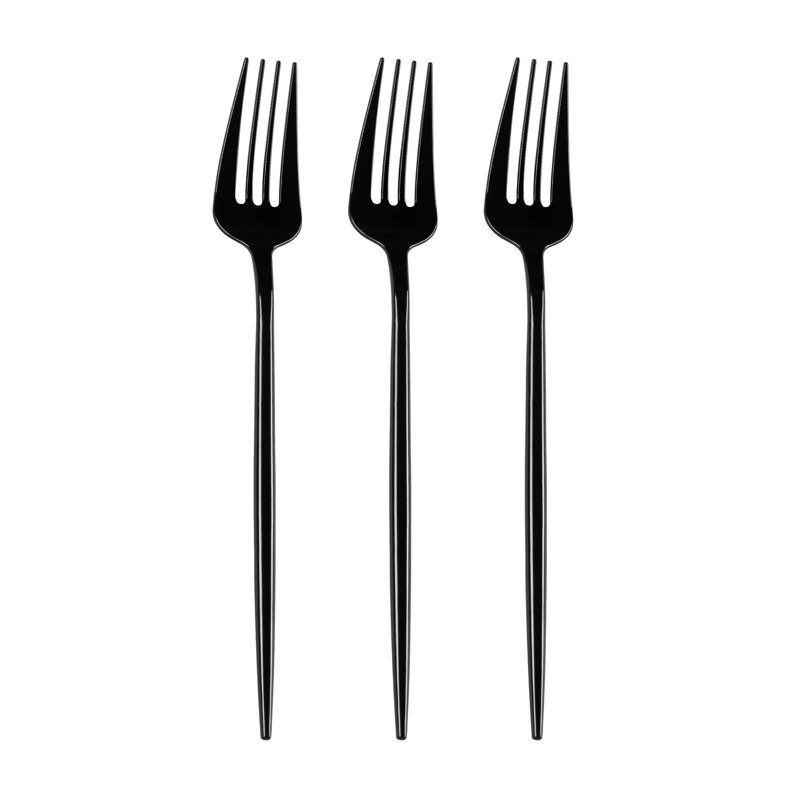 Fourchettes de table jetables en plastique noir uni Moderno