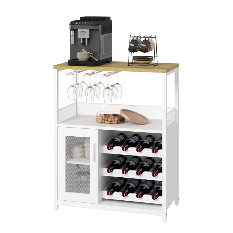 Cabinet/Enclosed Storage Wine Bottle Rack, Natural/White
