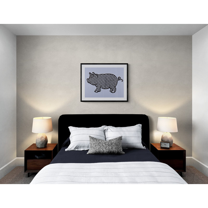 Patterned Pig Print by Jphono 1, Black Framed Canvas, 19" H x 25" W, 18" H x 24" W