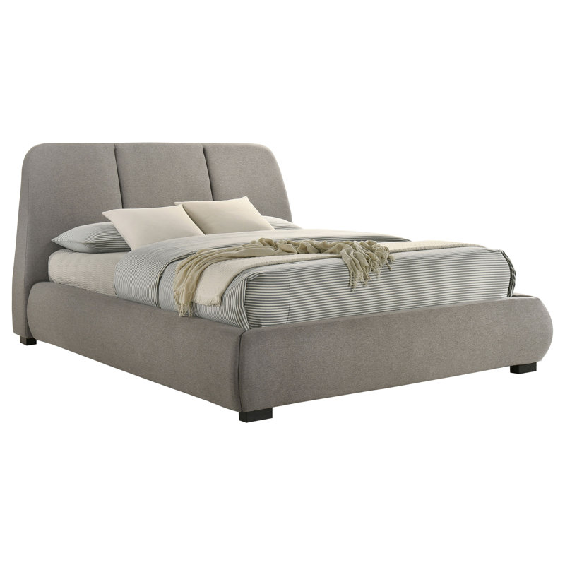Grand lit plateforme tapissier Taupe