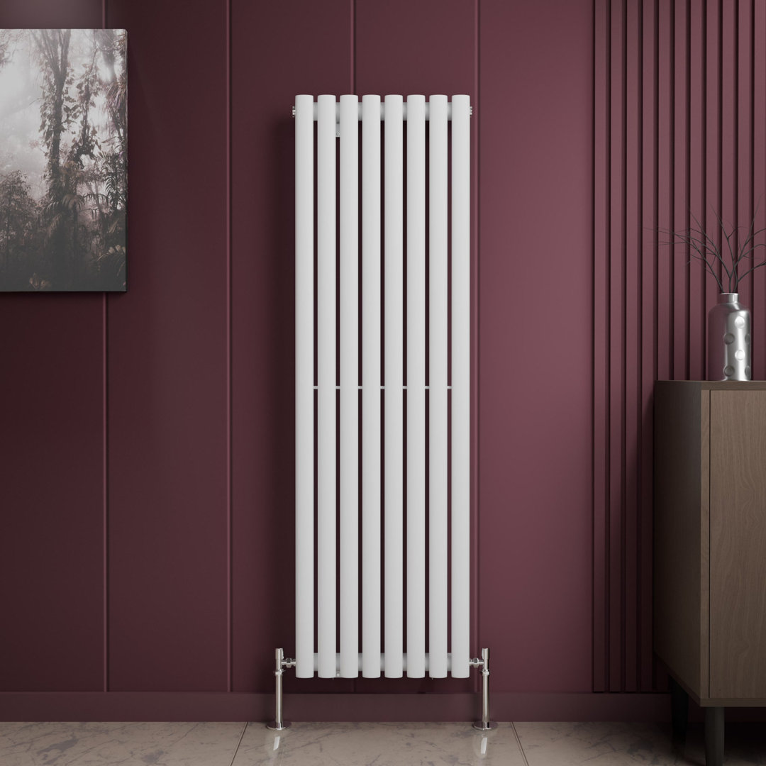 iBathUK Princia Vertical Single Oval Panel Radiator Angled Valve