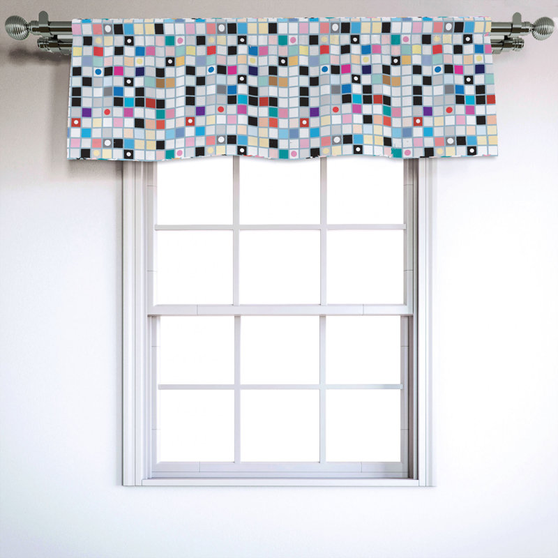 Sateen Geometric Ruffled Window Valance