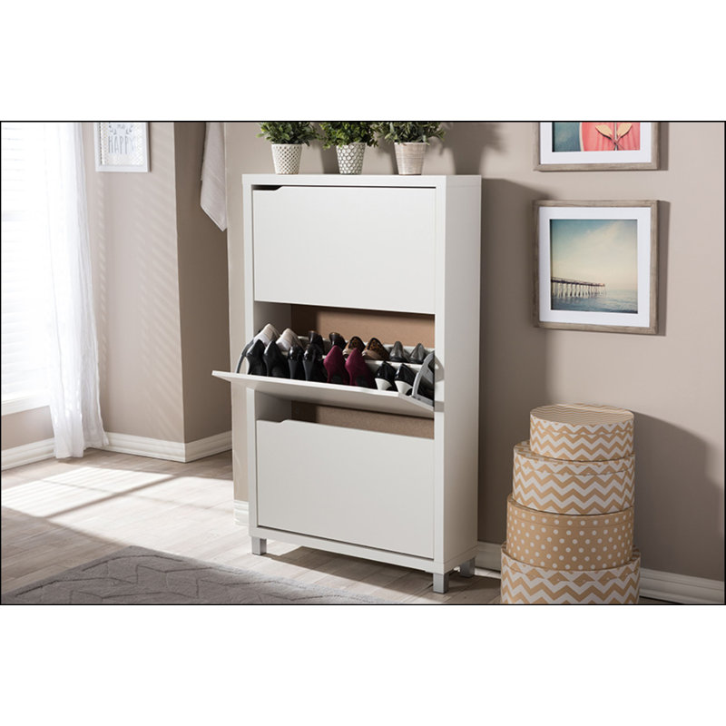 Simms 18 Pair Shoe Storage Cabinet, White 
