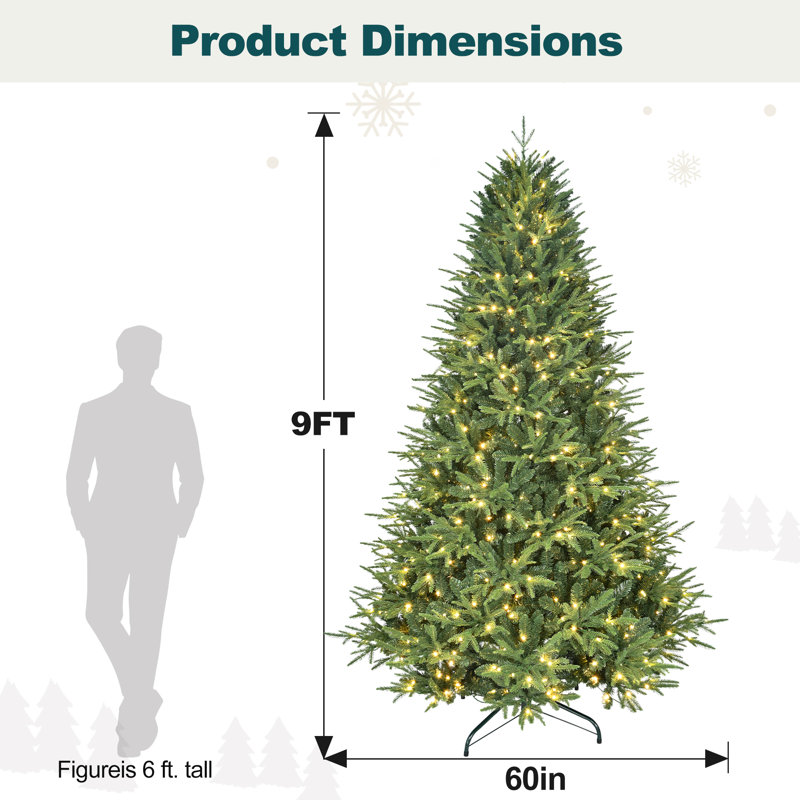 Sapin de Noël conique artificiel pré-éclairé, 9' H