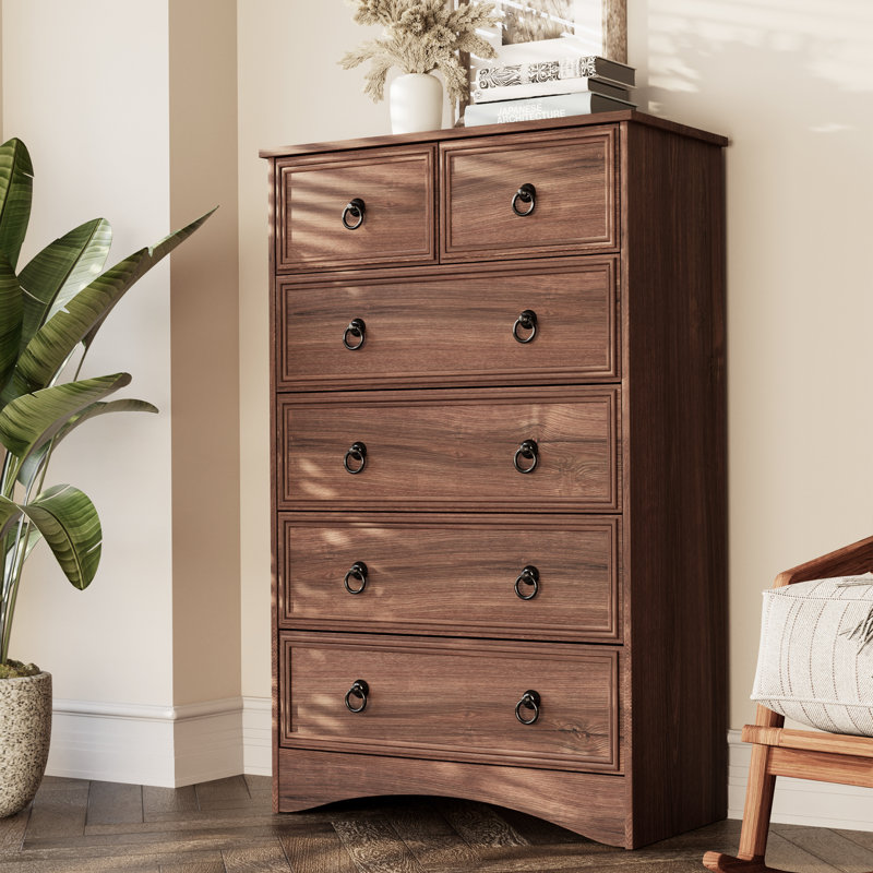 Dresser Tall for Bedroom, Wood 6 Chest Drawers, 6 Drawer Dresser, Storage for Clothes,Large Drawers, Vintage, for Living Room, Bedroom, Hallway