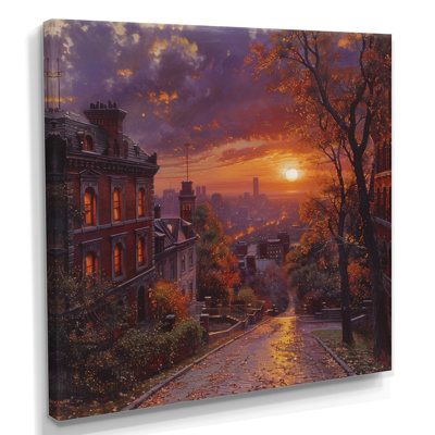 Coucher de soleil mauve et jaune sur le mont Royal, Montréal, art mural Montréal
