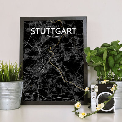 Stuttgart City Map - Unframed Graphic Art Print on Paper
