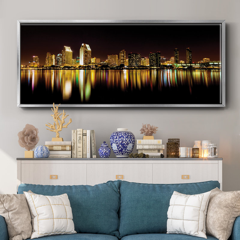 San Diego Skyline - toile encadrée, H 20 po x l 50 po