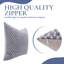 Coussin décoratif fait à la main en lin pur à motif de blocs de tissu pour canapé, lit et chaises d'appoint Fabdin Hariyali - 20 po x 20 po-1897926798-1897926800