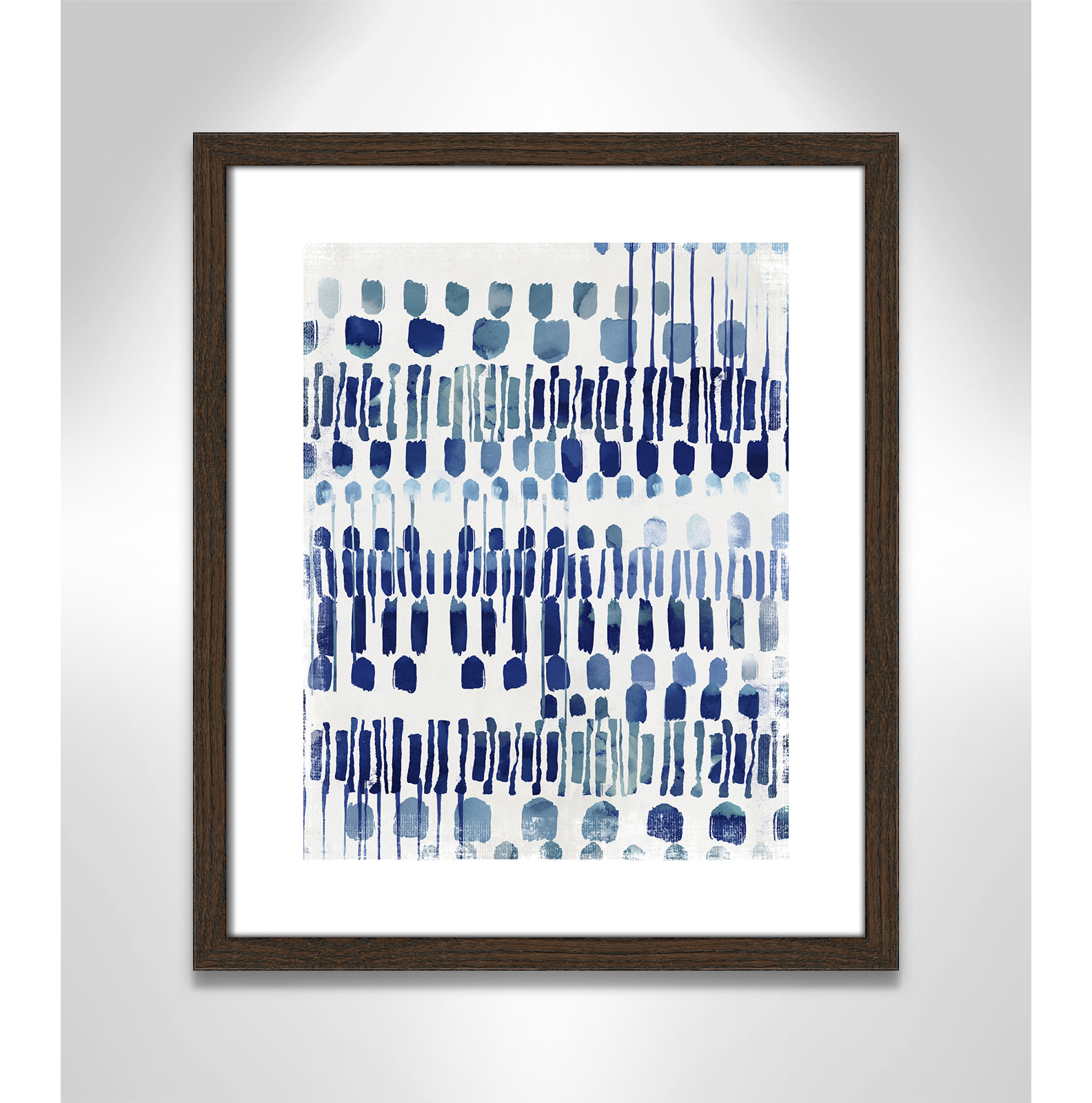 Fynn "Continuously I" Painting by Eva Watts, Walnut Wood Grain Framed Paper, White, 19" H x 16" W x 0.75" D