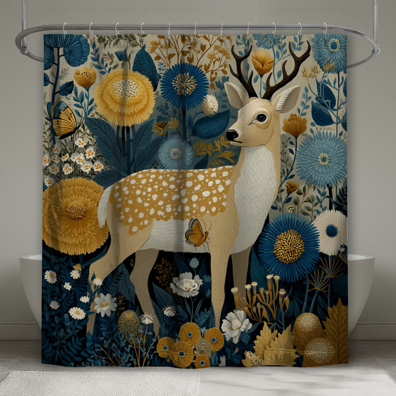 Rideaux de douche cerf dans la jungle, L 70 po x H 72 po