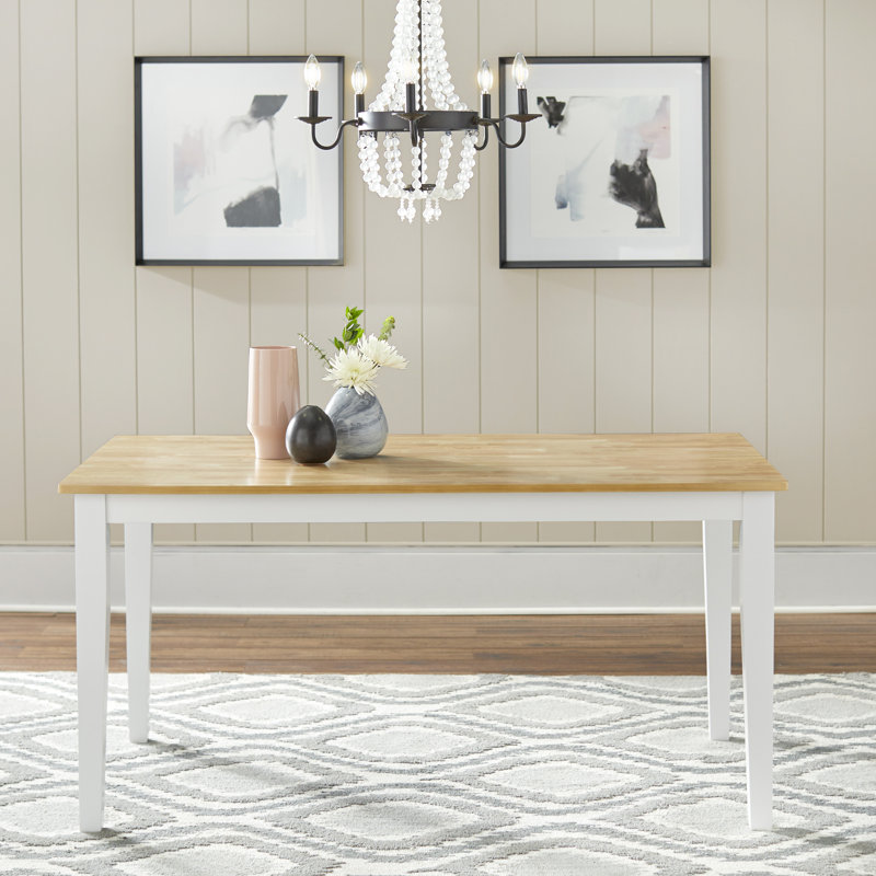 Vivien Solid Wood Base Dining Table, White/Natural