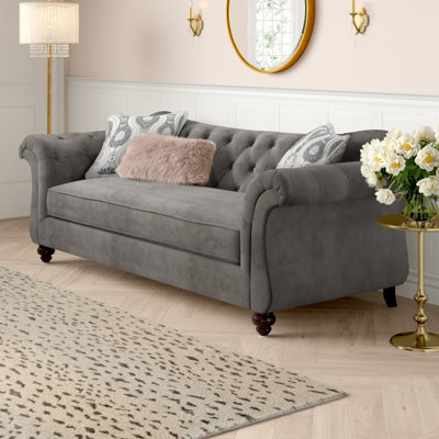 Iftikhar 100"" Chenille Rolled Arm Chesterfield Sofa with Reversible Cushions -  Rosdorf Park, A78637A1D3B74B14896AE161FAC8AE2A