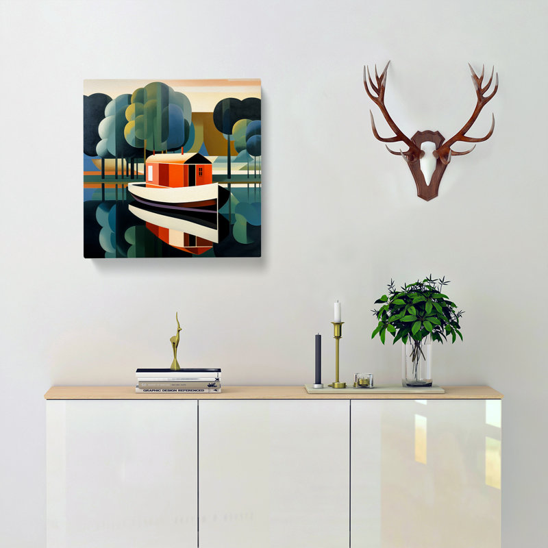 Boat On A Lake Bauhaus - Wrapped Canvas, 35cm H x 35cm W x 3cm D