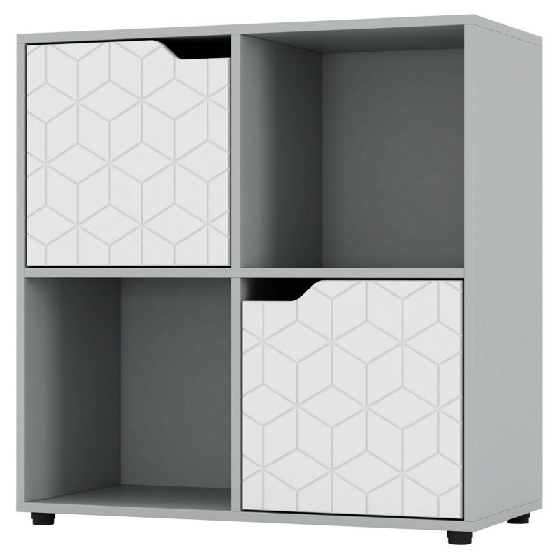 Berno 61 cm H x 60 cm W Cube Bookcase, Grey/White