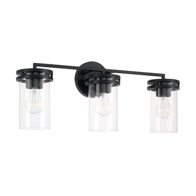 3 - Light Dimmable Vanity Light, Matte Black