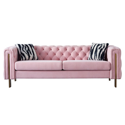 Borg 84.25'' Velvet Square Arm Chesterfield Sofa, Modern Tufted  Sofa Couch -  Mercer41, 34ECA07CD74F4B30AF55C1E6857F36A2