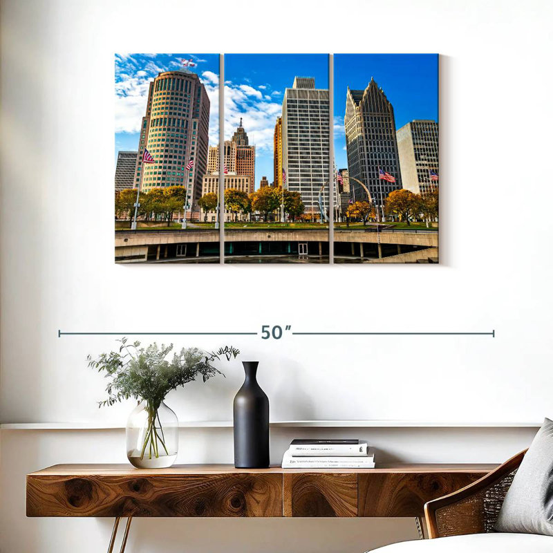 Sireci Downtown Detroit Buildings, 24" H x 38" W