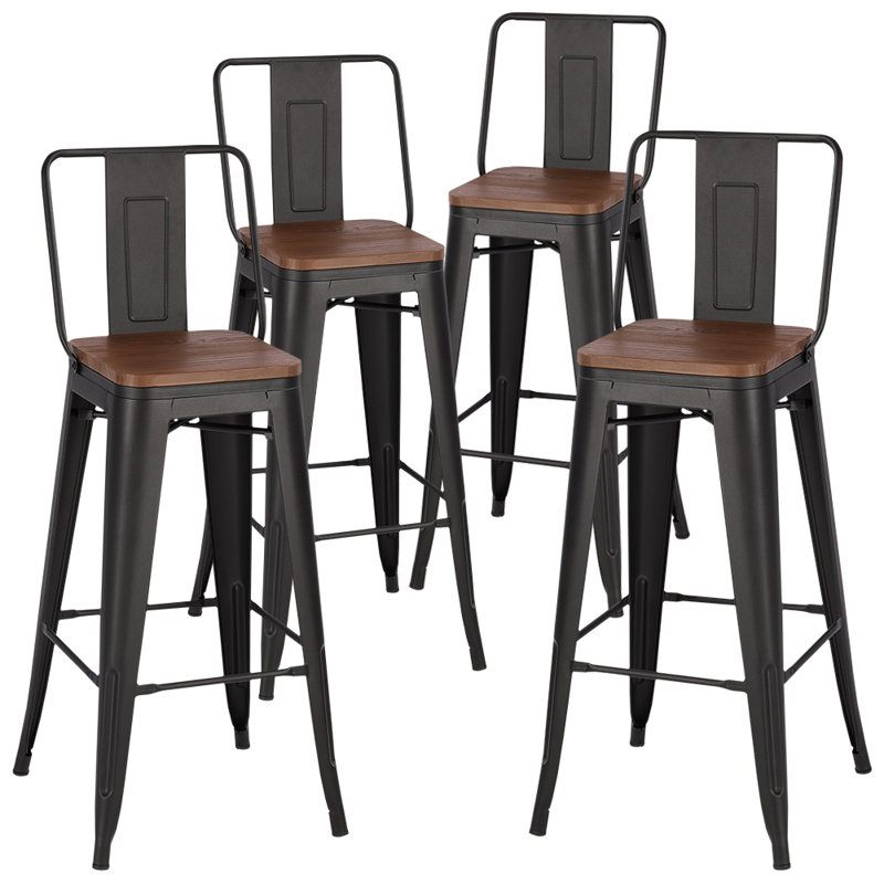 Claypoole 77cm Metal Frame Industrial Style Bar Stool