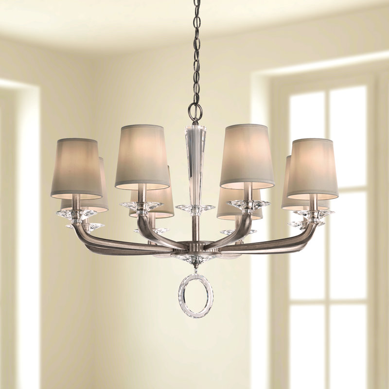 Emilea 8 - Light Glass Chandelier, Antique Silver