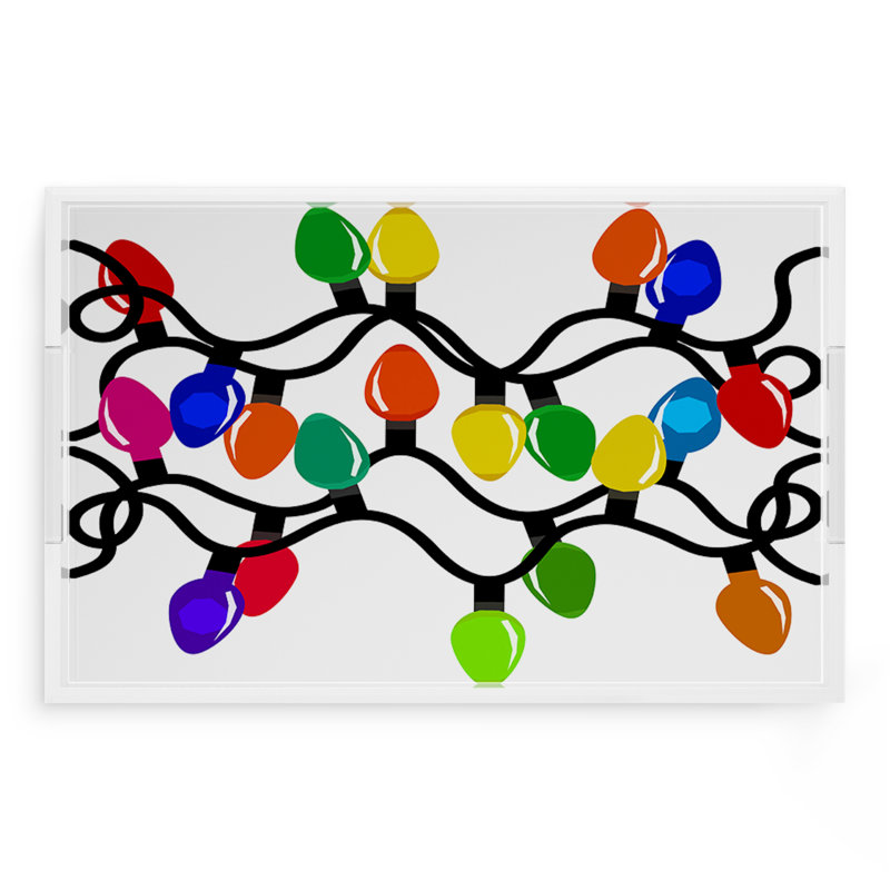 Plateau décoratif rectangulaire rectangulaire en acrylique Xmas Tangle, L 22,5 po x P 14,5 po x H 2 po