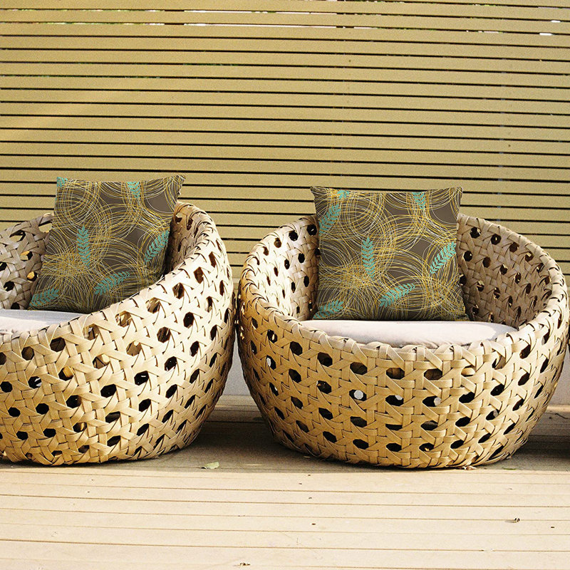 Indoor / Outdoor Ikat Brown Square Cushion Cover, 55.9cm x 55.9cm