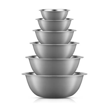 NutriChef 4 Sets of High Borosilicate Glass Mixing Bowl with PE Lids,  Space-Saving Nesting Bowls