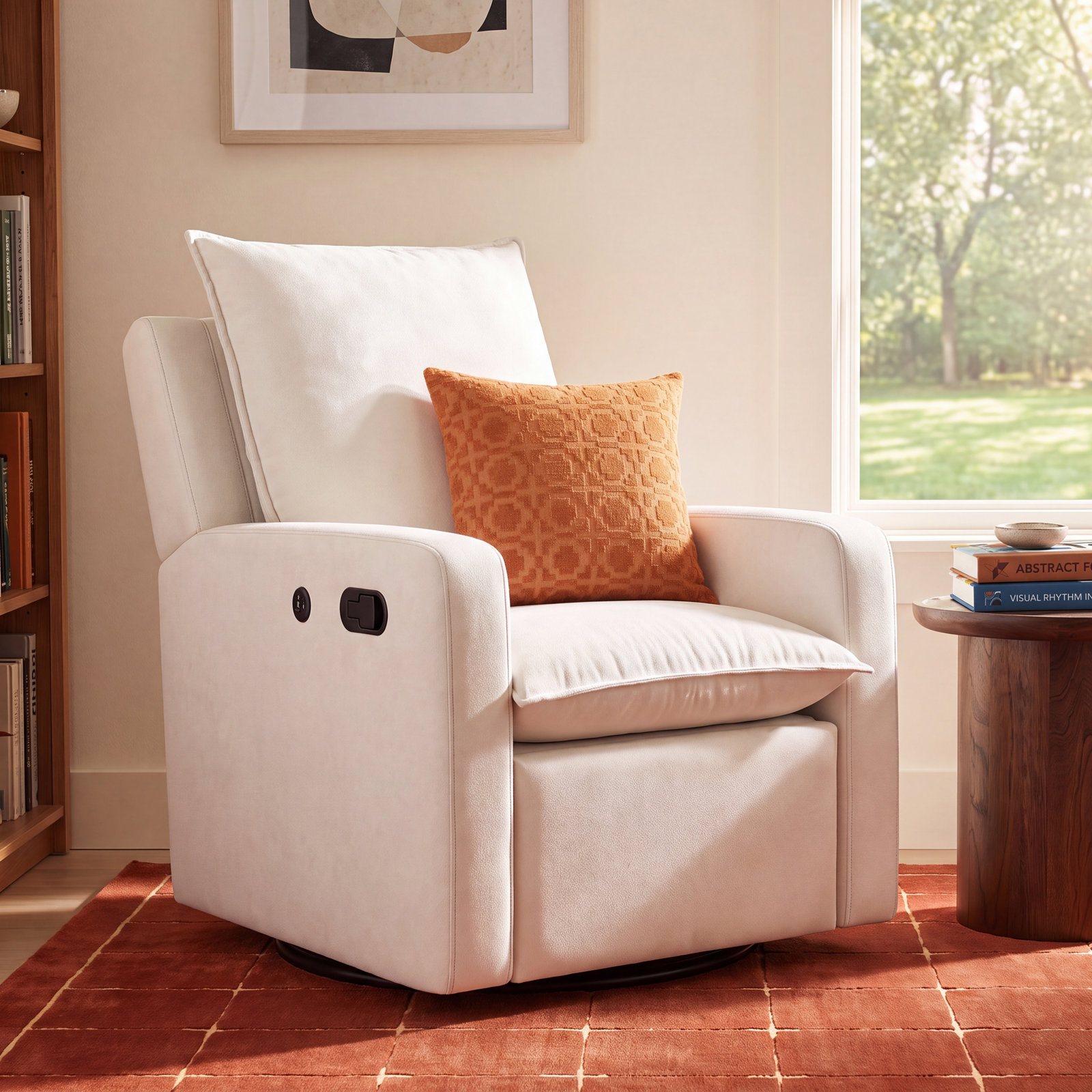 Timeless Swivel Glider, Ivory Polyester Blend