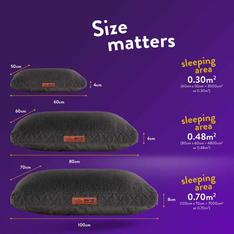 Slumberdown Paws for Slumber Machine Washable Cushioned Sherpa Pet Bed, Large (41-70 lbs), Black