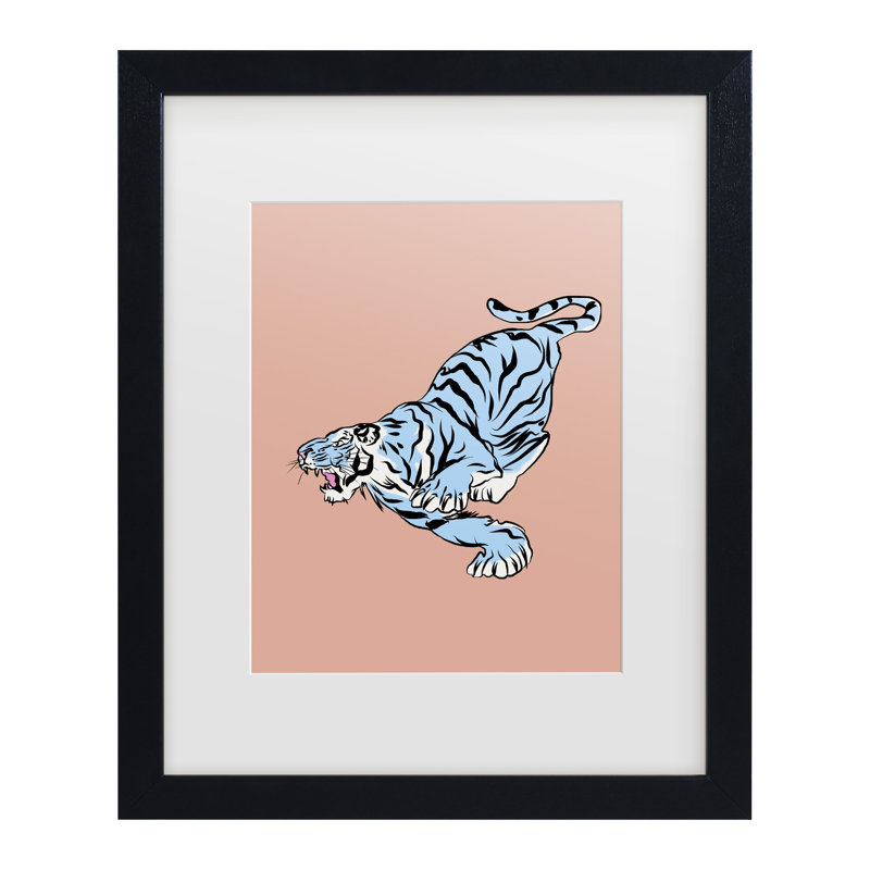 «Little Dean Chassing Tiger», art encadré, H 13 po x l 16 po, Cadre noir