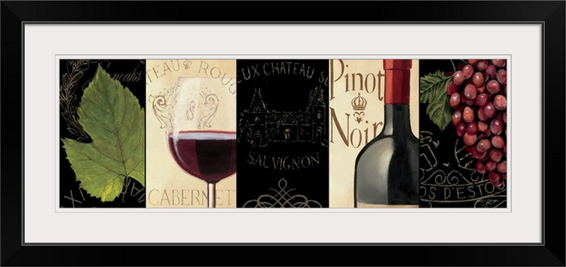"Château nouveau panneau I" par Marco Fabiano - reproduction d'art, H 20 po x l 44 po x P 1 po, Cadre noir