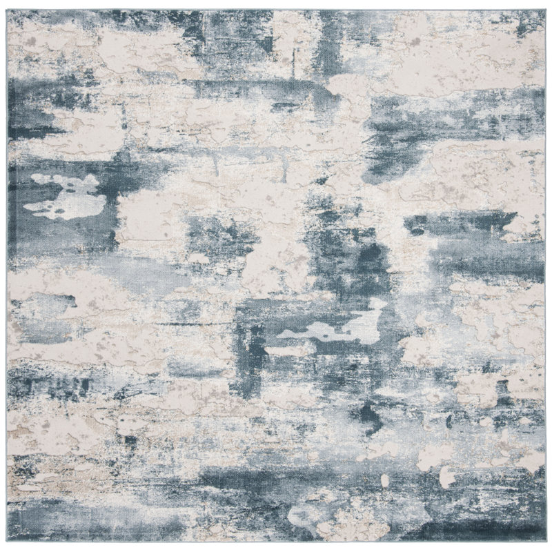 Ellar Vogue Performance Abstract Rug, Square 6'7"