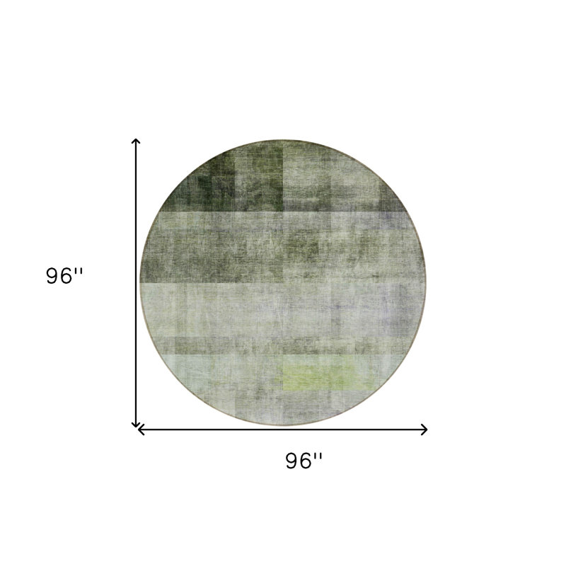 Tapis d'intérieur rond lavable ombre vert olive de 8 pi HomeRoots
