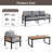 4-Piece Outdoor Furniture Sofa Set For 5 People With Acacia Wood Armrests, Patio Conversation Set With Removable Cushion And Solid Wood Coffee Table For Garden And Backyard, Grey-2056353364