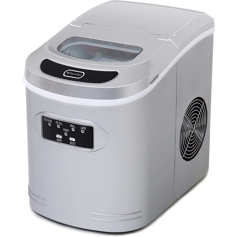 Compact Metallic Silver Freestanding Portable Ice Cube Maker