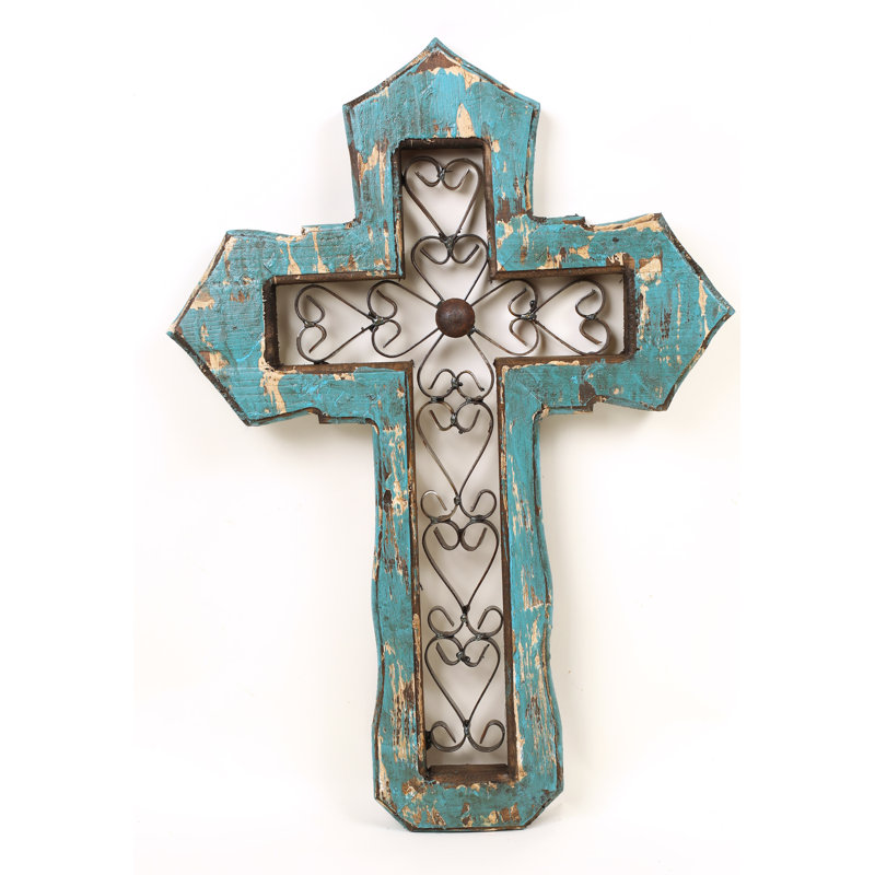 Décoration murale croix, Turquoise
