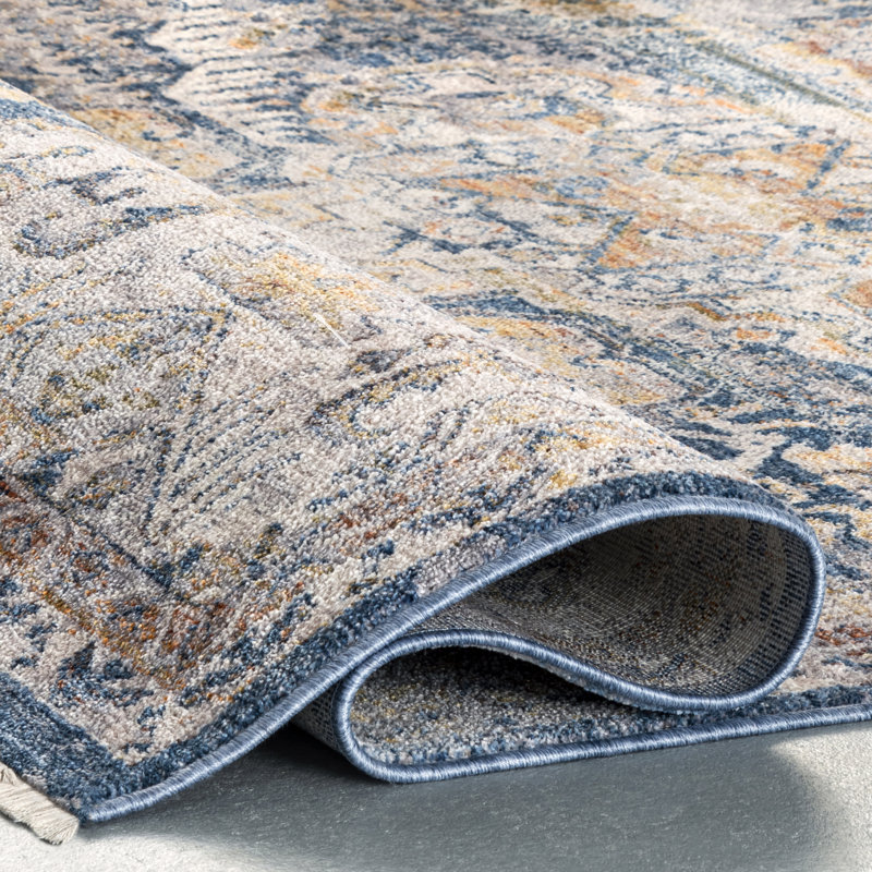 Tapis oriental bleu / beige, Rectangle 5 pi x 7 pi 9 po